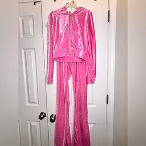Bright Pink Track Pants with Stretchy Material and Subtle Flare